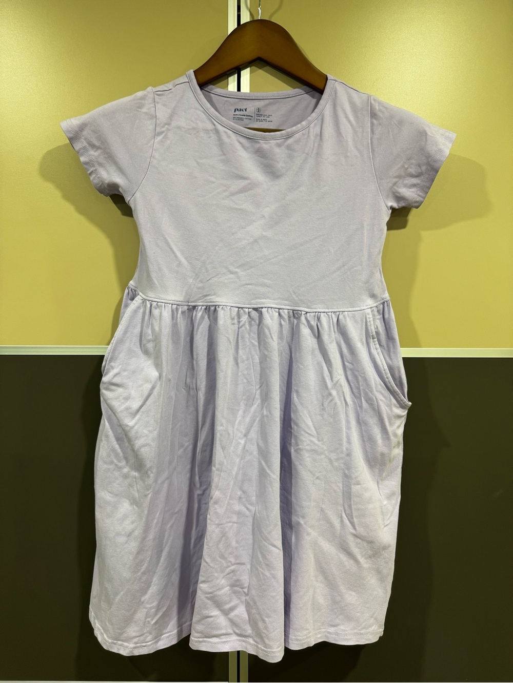 Pact Casual Girls Dress SZ 10-12 Organic Cotton Blend Summer Lilac Lavender